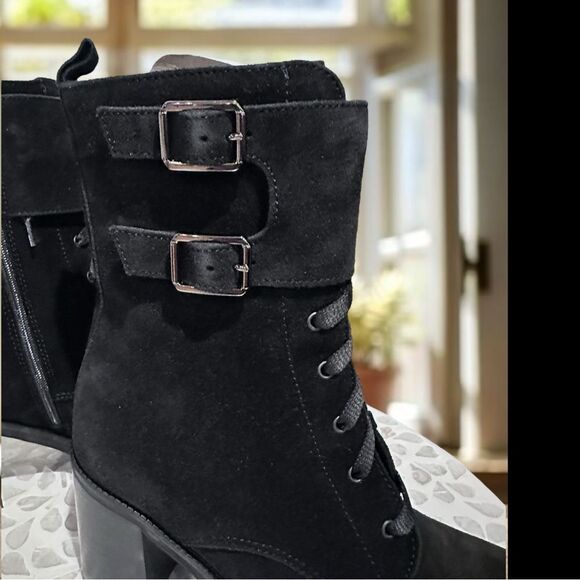 La CANADIENNE Power Lace-Up Waterproof Combat Boot Black Suede Size 5 - Picture 10 of 13